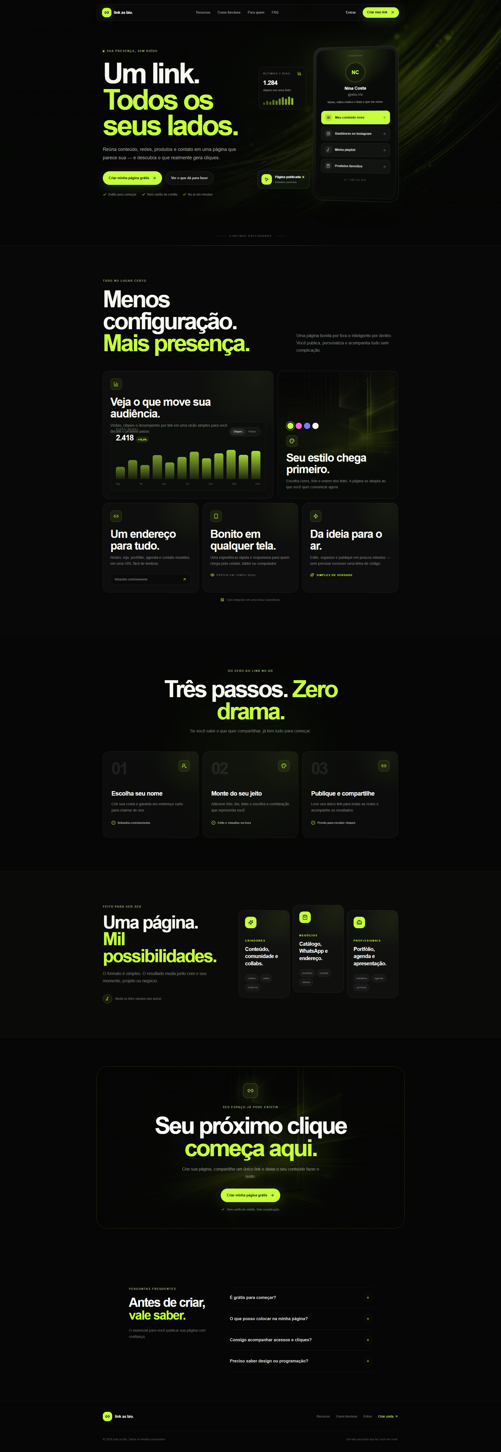 Print completo do site LinkasBio