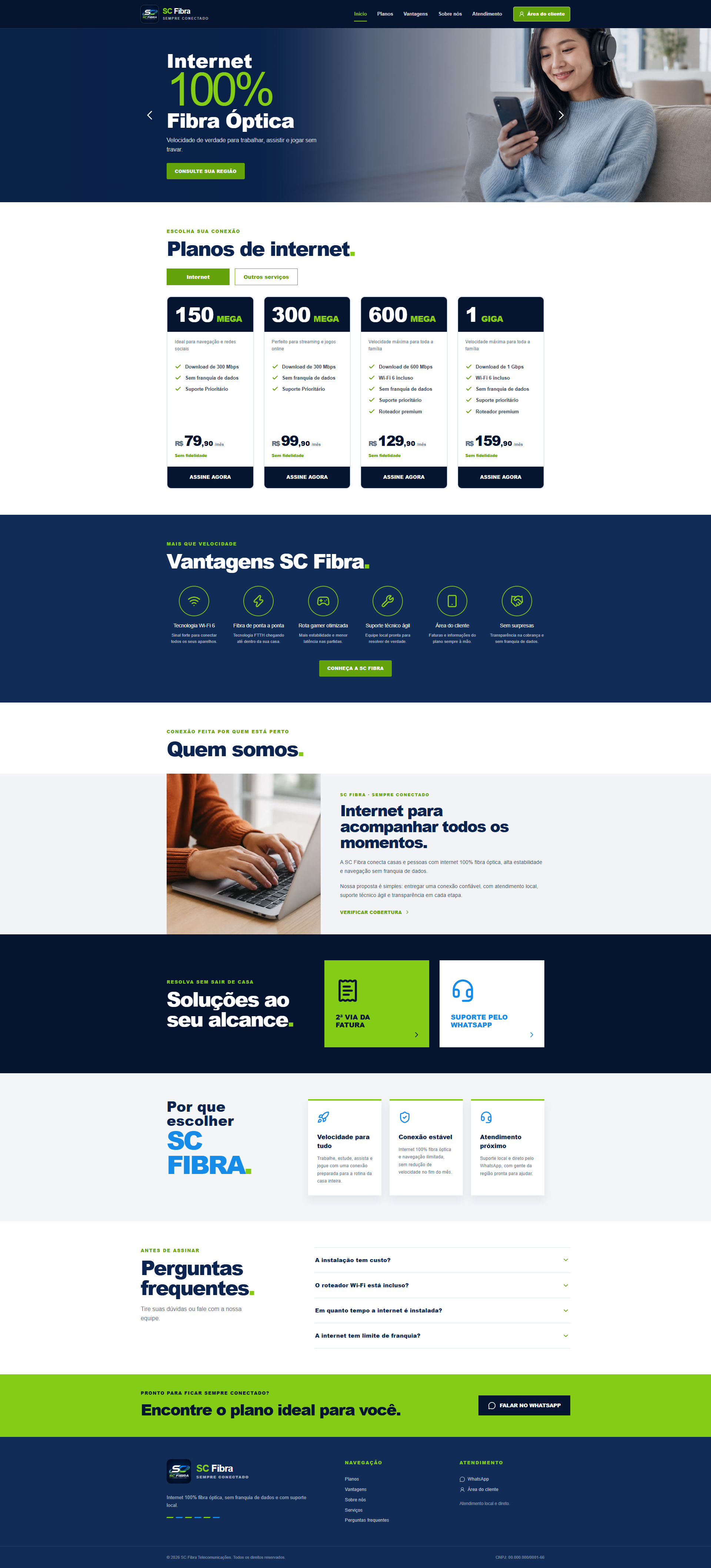 Print completo do site SC Fibra